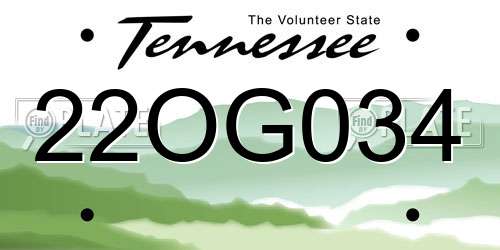 22OG034 Tennessee License Plate