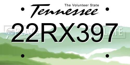 22RX397 Tennessee License Plate