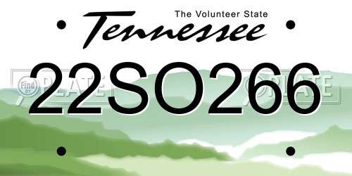 22SO266 Tennessee License Plate