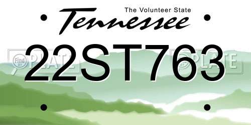 22ST763 Tennessee License Plate