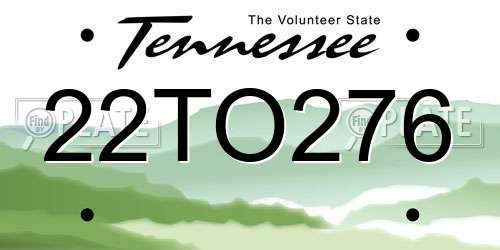 22TO276 Tennessee License Plate