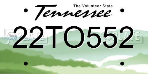 22TO552 Tennessee License Plate
