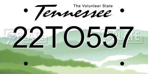 22TO557 Tennessee License Plate