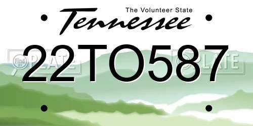 22TO587 Tennessee License Plate