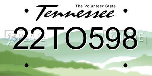 22TO598 Tennessee License Plate