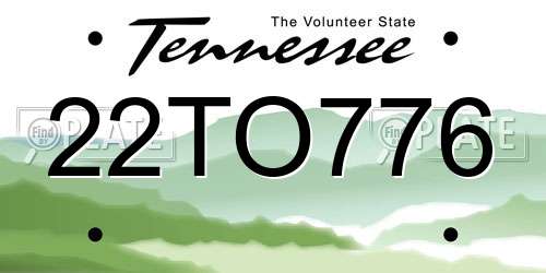 22TO776 Tennessee License Plate