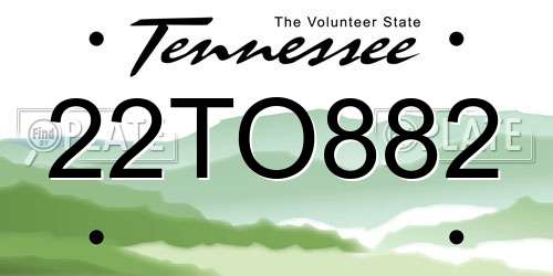 22TO882 Tennessee License Plate