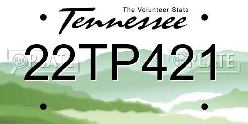 22TP421 Tennessee License Plate
