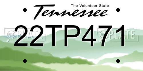 22TP471 Tennessee License Plate
