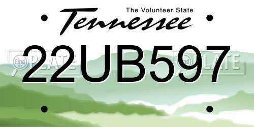 22UB597 Tennessee License Plate
