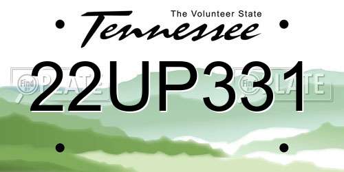 22UP331 Tennessee License Plate