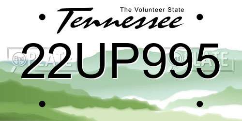 22UP995 Tennessee License Plate