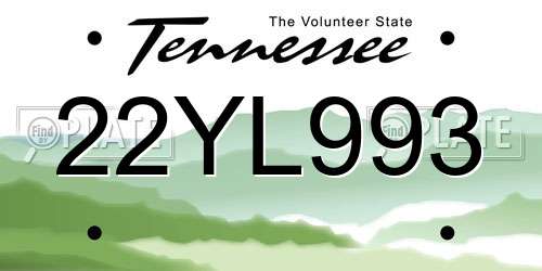 22YL993 Tennessee License Plate