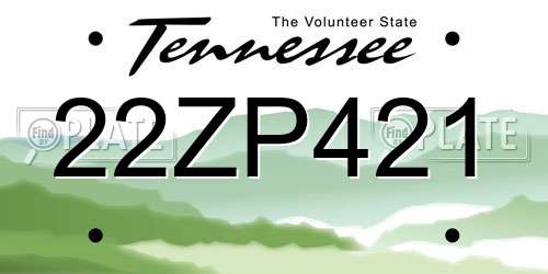22ZP421 Tennessee License Plate