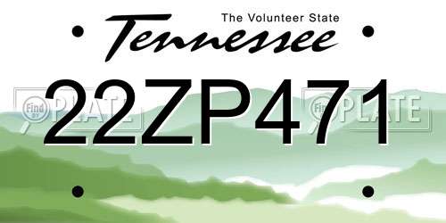 22ZP471 Tennessee License Plate