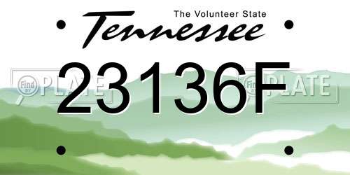 23136F Tennessee License Plate