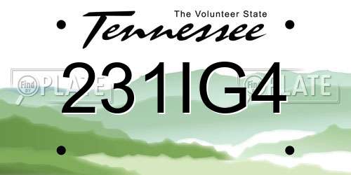 231IG4 Tennessee License Plate