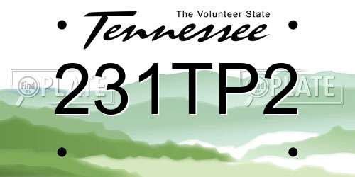 231TP2 Tennessee License Plate