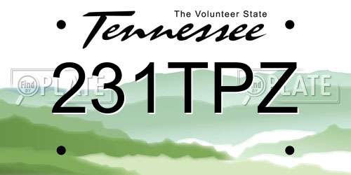 231TPZ Tennessee License Plate