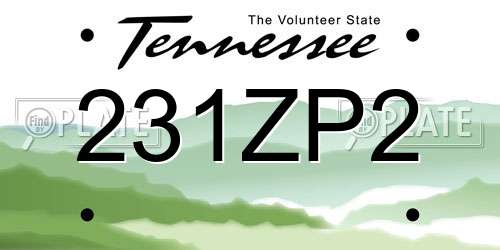 231ZP2 Tennessee License Plate