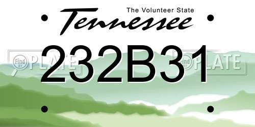 232B31 Tennessee License Plate