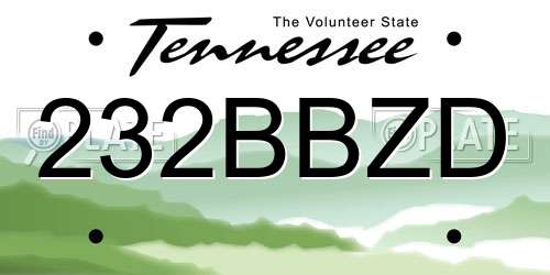 232BBZD Tennessee License Plate