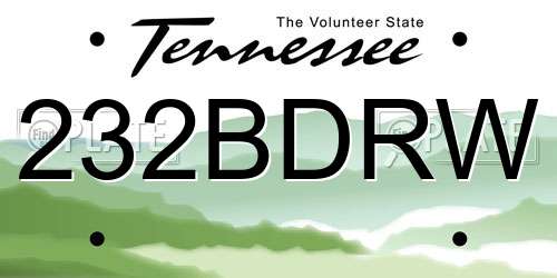 232BDRW Tennessee License Plate