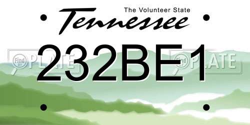 232BE1 Tennessee License Plate