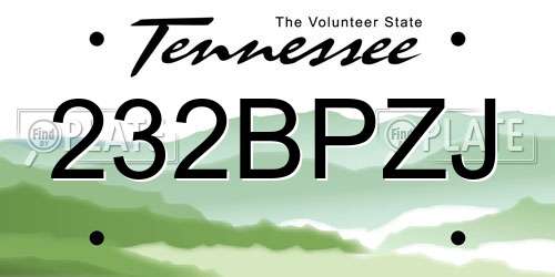 232BPZJ Tennessee License Plate