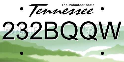 232BQQW Tennessee License Plate