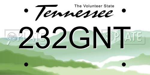 232GNT Tennessee License Plate