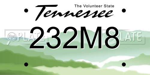 232M8 Tennessee License Plate