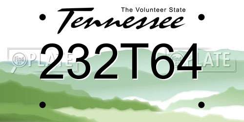 232T64 Tennessee License Plate