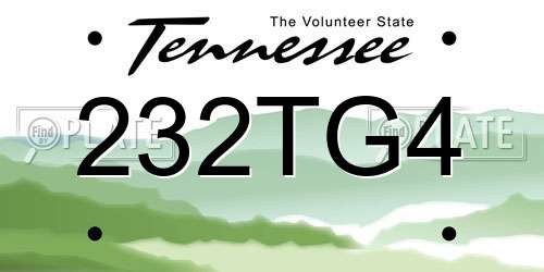 232TG4 Tennessee License Plate