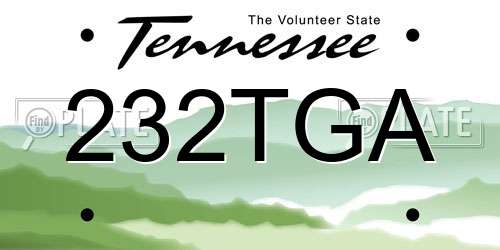 232TGA Tennessee License Plate