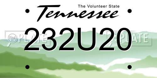 232U20 Tennessee License Plate