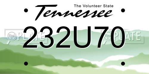 232U70 Tennessee License Plate