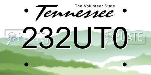 232UT0 Tennessee License Plate