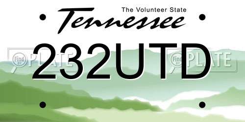 232UTD Tennessee License Plate