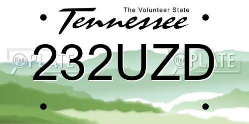 232UZD Tennessee License Plate