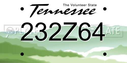 232Z64 Tennessee License Plate