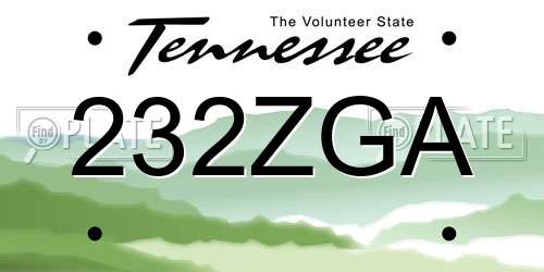 232ZGA Tennessee License Plate