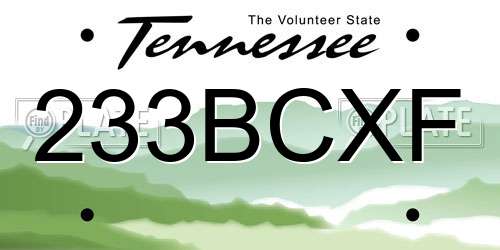 233BCXF Tennessee License Plate