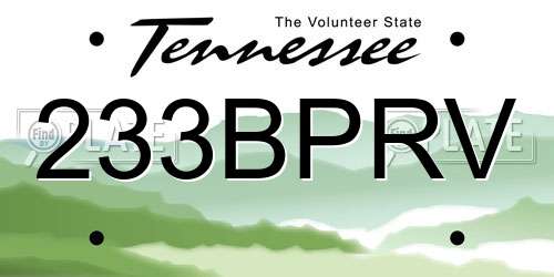 233BPRV Tennessee License Plate