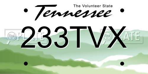 233TVX Tennessee License Plate