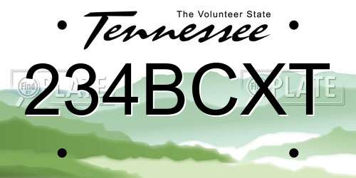 234BCXT Tennessee License Plate