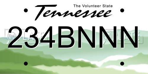 234BNNN Tennessee License Plate