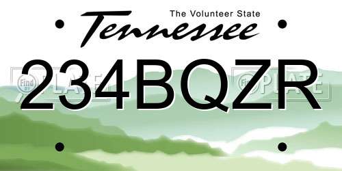 234BQZR Tennessee License Plate