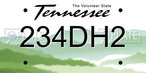 234DH2 Tennessee License Plate