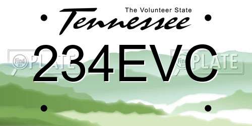 234EVC Tennessee License Plate